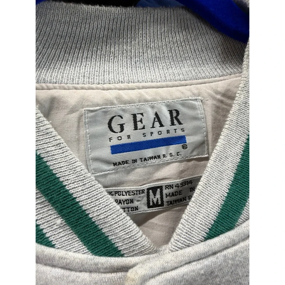 Vintage Gear For Sports Mickey Mouse Disney Varsity Bomber Jacket Grey Green M